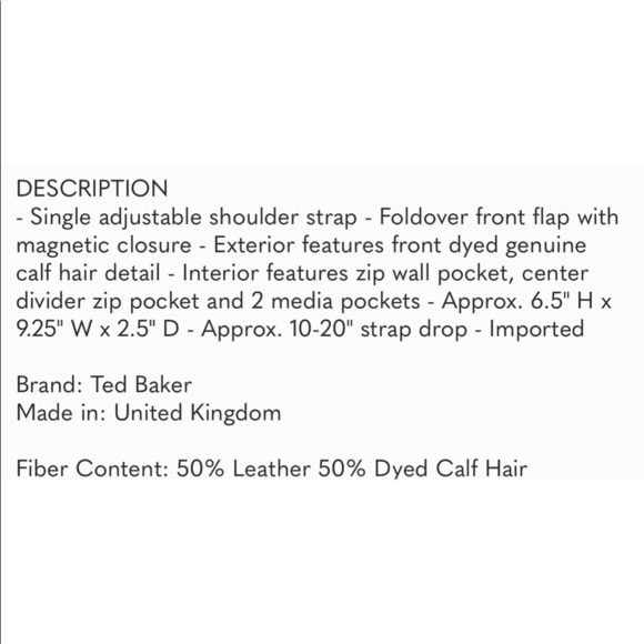 Ted Baker London / Maii Genuine Calf Hair Crossbody - Picture 3 of 3